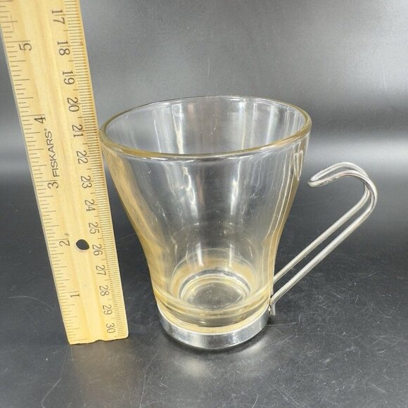 Bormioli Rocco Verdi Espresso Cup Mug With Stainless Steel Handle Set 2 Glasses - Picture 8 of 16